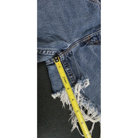 Levi's 505 Cutoffs Jean Shorts Women 9 Blue Leather Tag Daisy Shortie Booty EUC - Picture 8 of 8